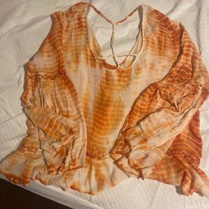 Venus  blouse - orange and white - size